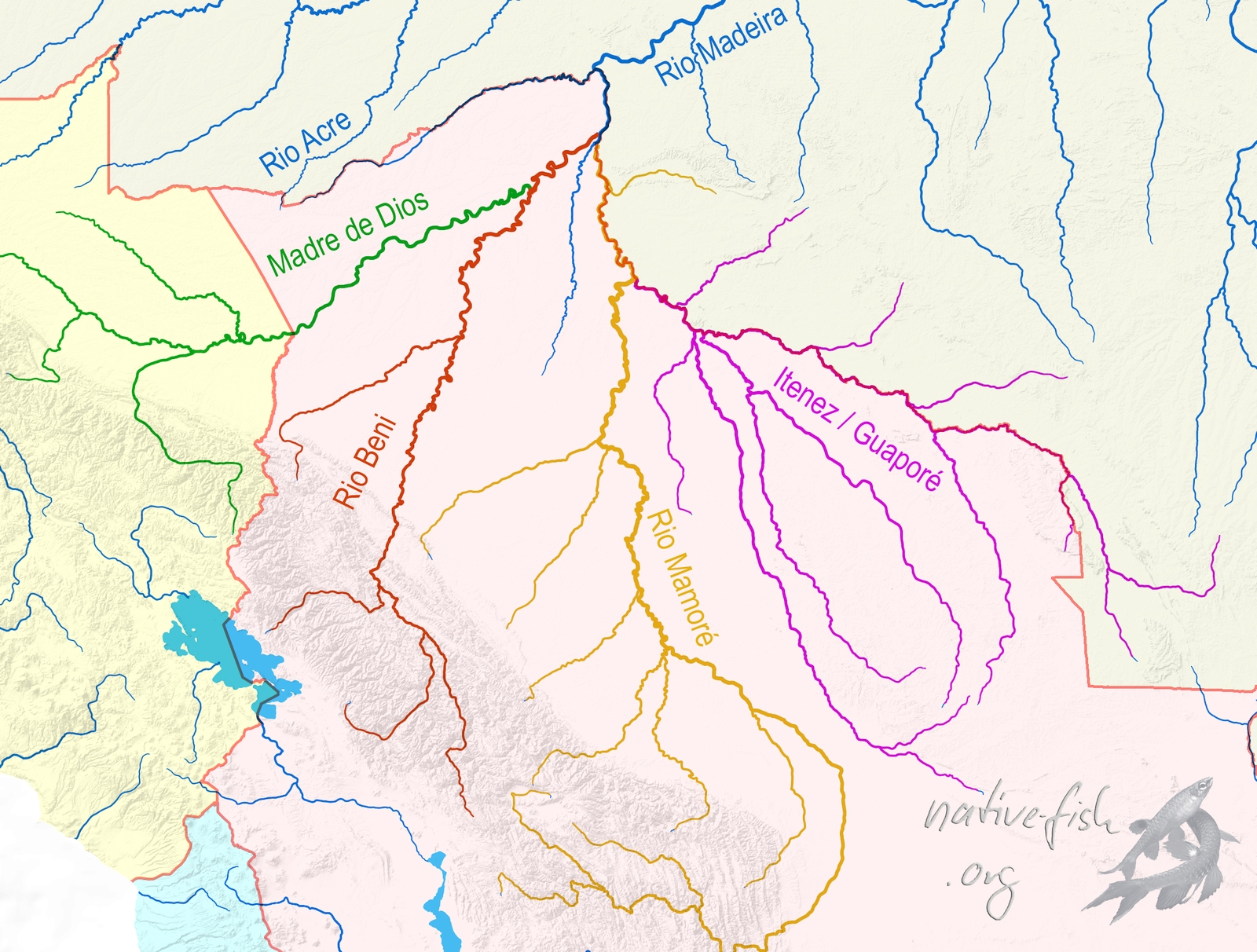 Die wichtigsten Flusssysteme in Bolivien